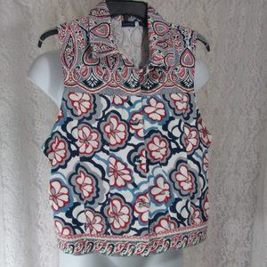Sleeveless Jean Jacket Vest Red White & Blue Size L